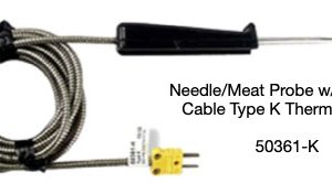 Needle/Meat Probe w/ Armored Cable Type K Thermocouple